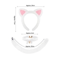 Three-piece white plush cat ear headband, lace choker with bell, and matching long tail set - Stuffed Fur White Heart Cat 3pcs Set (with Gold Bell Choker)