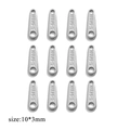 Polished silver stainless steel 10x3mm S-STEEL jewelry extender tags for DIY accessories - Steel - Teardrop Engraved S.STEEL