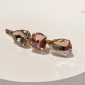 Detail of crystal hair clip with pink and smoke brown stones on a rose gold metal base - Style H (Pink & Brown Gems)