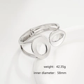 Detail showing 58mm inner diameter and 42.35g weight of silver irregular cuff bracelet - Large Geometric Oval Hollow Bangle (SL222) / Silver