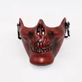 Tactical skull half mask in gradient red and black finish for Halloween cosplay - Antique Brown