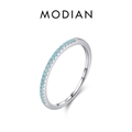 Eleganter S925 Sterlingsilber Ring mit hellblauen Edelsteinen auf weißem Grund - US Größe 5 / Blauer Stein