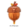 Acorn-shaped foil balloon with brown dual-tone finish and leaf detail for parties - Pine Cone