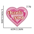 Detail view of heart-shaped pink embroidery patch with thank you text for clothing - Heart 7# (thank you)