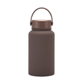 Deep brown 650ml matte stainless steel sport water bottle with a portable handle - 650ml / Regular Fit / Dark Coffee