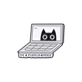 Black enamel cat brooch pin featuring I'M A PURRGRAMMER text on a laptop design - I'm A Purrgrammer Cat