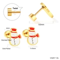 Charming snowman stud earrings in gold plated stainless steel for Christmas jewelry sets - Snowman Style (EA62970MG)