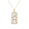Dettaglio della collana placcata oro 18K con motivo a stella e zirconi multicolori - Motivo a Stella Cava