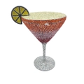 Gradient martini glass crystal evening clutch bag with orange rhinestones and lemon detail - Red Orange (Red Orange Gradient)