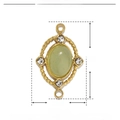 Macro detail of oval green natural stone pendant in gold stainless steel frame - YE165-Light Green Rhinestone Oval