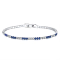 S925 sterling silver tennis bracelet with alternating blue and white zircon stones - Machine-made Tennis Chain 2mm Thick Electroplated White Gold 16.5cm Long Approximately 3.84g.