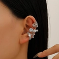 Three-piece silver zircon ear cuff set featuring cross charms and gothic flower design - Silver (11)