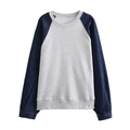 Zweifarbiger Raglan-Sweatshirt in Hellgrau und Dunkelblau im lässigen Freizeitstil - XS / Grau Patchwork Blau (Sweatshirt)
