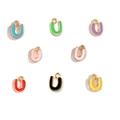 Set of eight colorful U-shaped enamel alloy alphabet pendants for DIY jewelry making - Letter U / Black