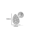 F136 titanium teardrop labret stud with pavé white zircons measuring 0.62cm by 0.39cm - 4# Waterdrop Design (Silver)