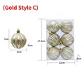 Set di 6 palline di Natale dorate con strisce verticali e diametro 6cm per decorazione - Palla a Zucca Dorata 6cm