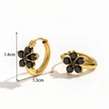 Golden flower drop earrings with black zircon stones in minimalist vintage style - Gold Black Zirconia Flower Style