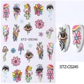 Pink glitter French nail stickers featuring psychedelic eyes and mushrooms design STZ-CS245 - STZ-CS245 Cartoon Psychedelic Mushroom