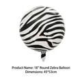 18 inch round aluminum balloon featuring a bold black and white zebra print pattern - 18 Inch Round Zebra Print