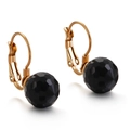 Elegant gold drop earrings featuring multi-faceted black crystal spheres for women - Gold Black