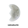 Carved crescent moon face made of natural labradorite stone with grey and black texture - Labradorite / 20*30mm