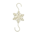 Crochet en S doré pour sapin de Noël avec flocon métallique sur fond blanc immaculé - Crochets de Flocon de Neige 68MM / Doré
