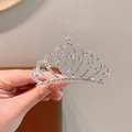 Elegant silver crown hair comb for girls featuring white rhinestones and heart shapes - Style 2