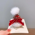 Mini-Weihnachtsmütze Haarklammer mit weißem Plüsch roter Samtschleife und Pailletten - 3# Roter Schleifenhut Haarklammer