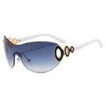 Chic oversized Y2K rimless sunglasses with blue gradient lenses and white temples - White Frame Gradient Blue Lens