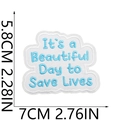 Detailed view of cloud embroidery patch with Save Lives quote and dimension markings - Beautiful Day Cloud Quote (17号)