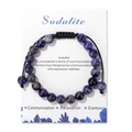 Verstelbare natuurlijke sodaliet kralenarmband met zwart koord en displaykaart - Sodaliet Stijl (FK2267) / 19cm