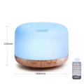 500ML USB humidifier with blue LED light, wood grain base and remote control unit - 500ML Light Wood Base (Remote) / US Plug