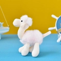 Close-up of a pink and white plush camel keychain with a soft texture - Ball Chain Style / Pink / 15cm