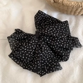 Fermaglio per capelli con fiocco in chiffon a pois neri e bianchi su tessuto bianco - Polka Dot Nero