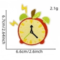 Cartoon red apple alarm clock embroidery patch, dimension 6.7x6.6cm for garment decoration - 15#