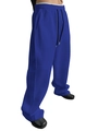 Deep blue baggy hip-hop sweatpants with elastic drawstring waist and side pockets - Blue