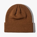 Solid deep brown ribbed knit beanie in caramel color with a classic fold-over cuff - One Size / Inner Coffee