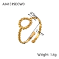Detail of gold-plated adjustable ring showing bead texture and 0.9cm round ornament - Dot Ring Border Style (AJ41319D0W0)