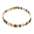 Bracelet bohème en perles Tila avec motifs marbrés et séparateurs en métal doré - Marbre Blanc Noir Or