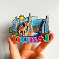 3D Dubai city travel souvenir fridge magnet with landmarks and camel design - (1) Dubai - Wood