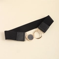 Cintura elastica nera da donna con moderna fibbia circolare in oro e grigio scuro - Nero / 75cm