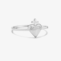 Minimalist S925 silver ring featuring a silver heart and cross design on top - US 6 / Silver Heart Cross