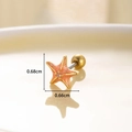 Starfish titanium steel ear stud in orange red finish with screw back design - Gold Base Mauve Starfish