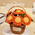 Detailed close-up of handmade crochet sunflower basket with soft cotton yarn textures - 7 Orange Daisies Basket