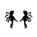 Elegant black butterfly fairy stainless steel stud earrings shown in a symmetrical view - Fairy / Black