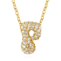 Elegant gold plated letter P pendant necklace with sparkling cubic zirconia on chain - Letter P