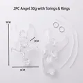 Set of 2 clear acrylic angel ornaments for Christmas tree with silver rings and ribbons - 9CM 2PCS Transparent Angel