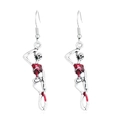 Gothic silver-tone skeleton drop earrings with red enamel bone details for Halloween - Full Body Skeleton Earhook (Red Enamel) / Red