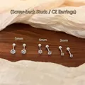 Τρία ζευγάρια σκουλαρίκια από ασήμι S925 με λαμπερά ζιργκόν σε διάφορα μεγέθη για γυναίκες - Σφαίρα Ζιργκόν 5MM / Ασημί