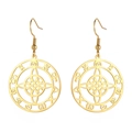 Bohemian gold plated stainless steel hollow moon witch knot earrings for women - Gold Earrings